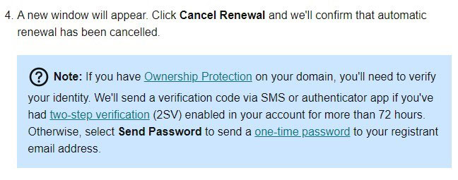 godaddy renewal cancellation confirmation