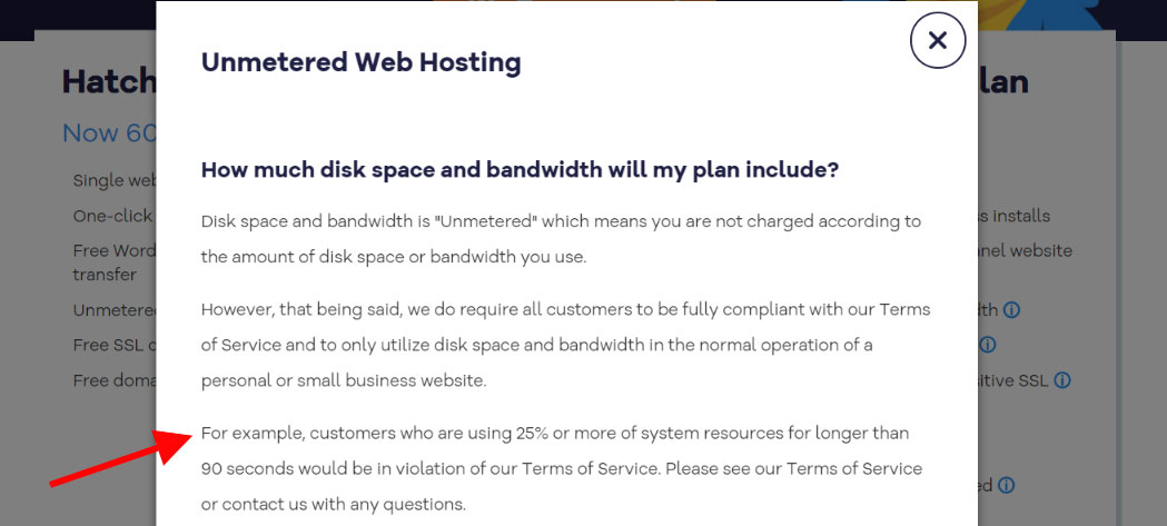 hostgator maximum usage