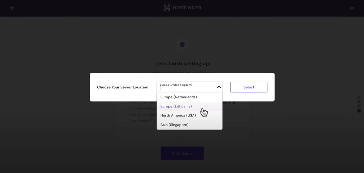 hostinger change data center