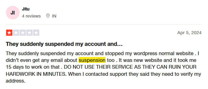 account suspension without prior warnings