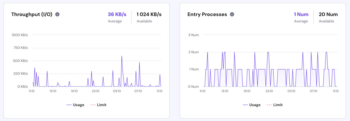 throughput and entry processes charts