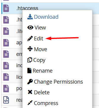 htaccess file editing