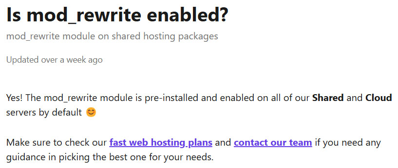 mod rewrite pre installed in hostinger