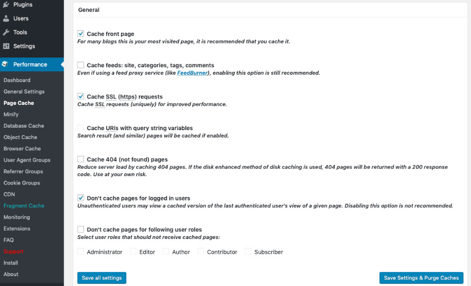 w3 total cache for faster blog