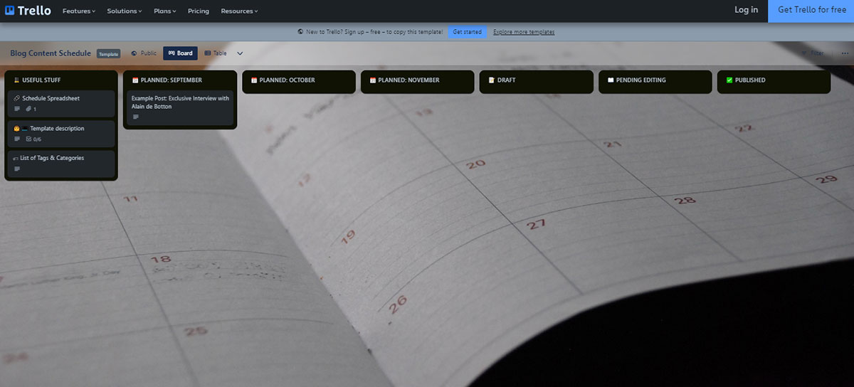 trello for content planning