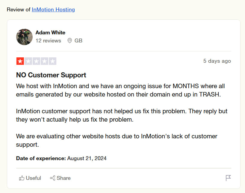 inmotion hosting review customer support