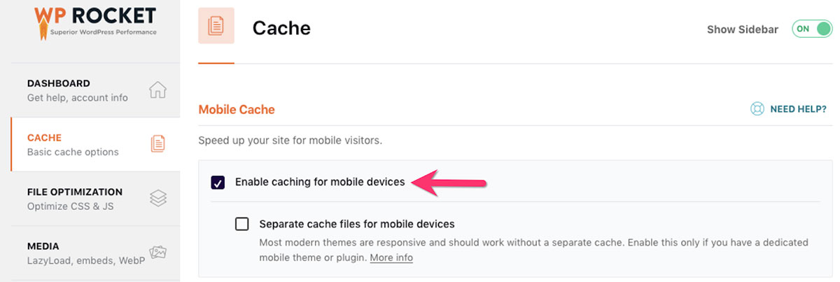 wp rocket enable caching