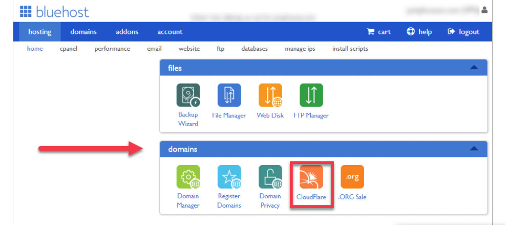 setting up cloudflare in bluehost