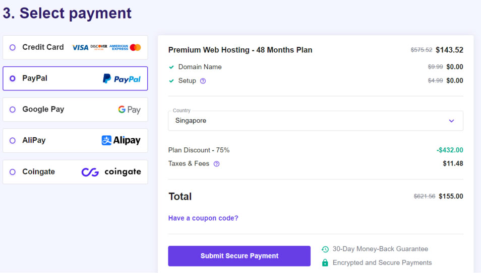 selecting payment methods