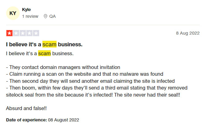 review on sitelock being scam