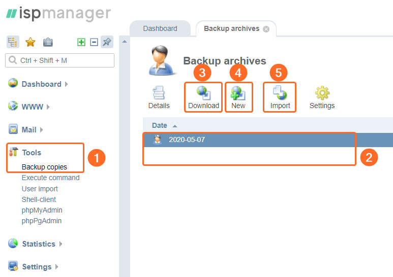 ispmanager backups