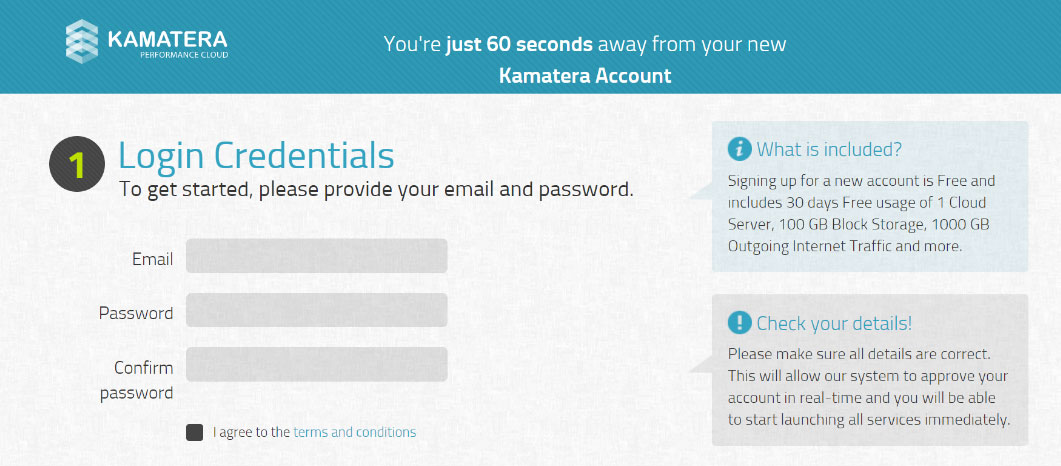 kamatera login credentials