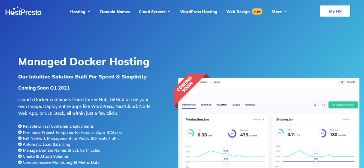 hostpresto managed docker hosting