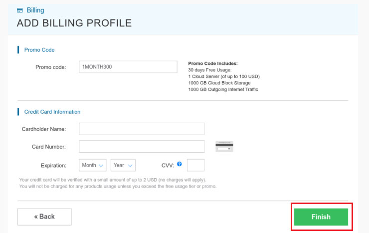 kamatera add billing profile