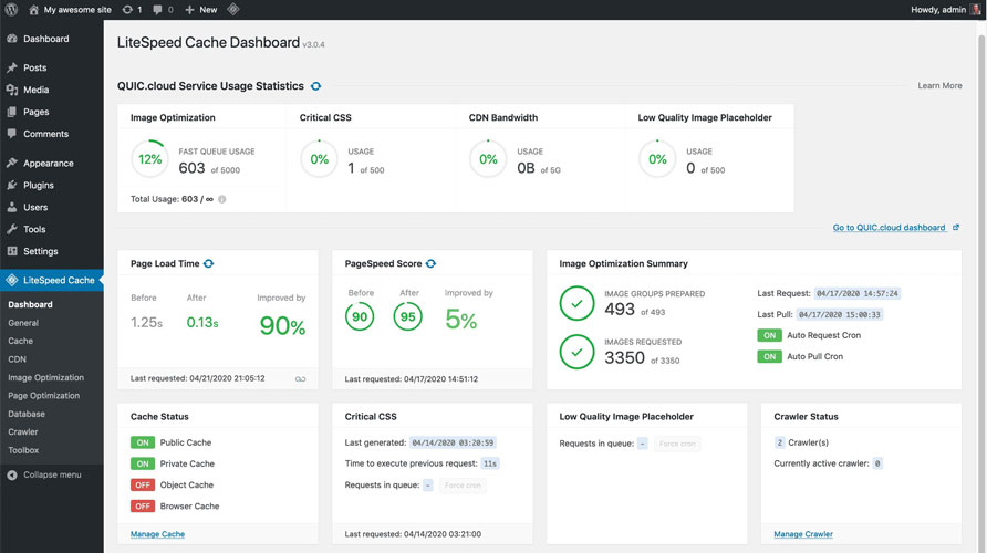 litespeed cache for WordPress