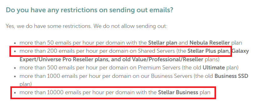 namecheap email sending limits