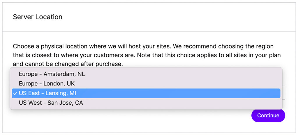 nexcess available servers on checkout