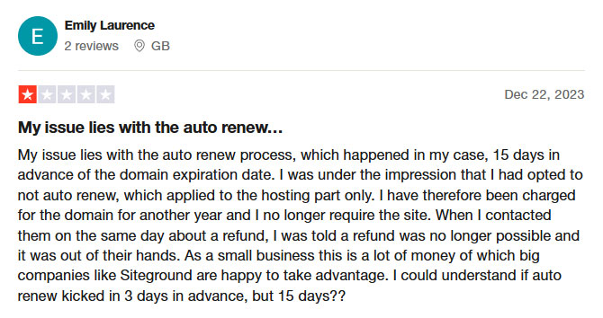siteground review on auto renewal