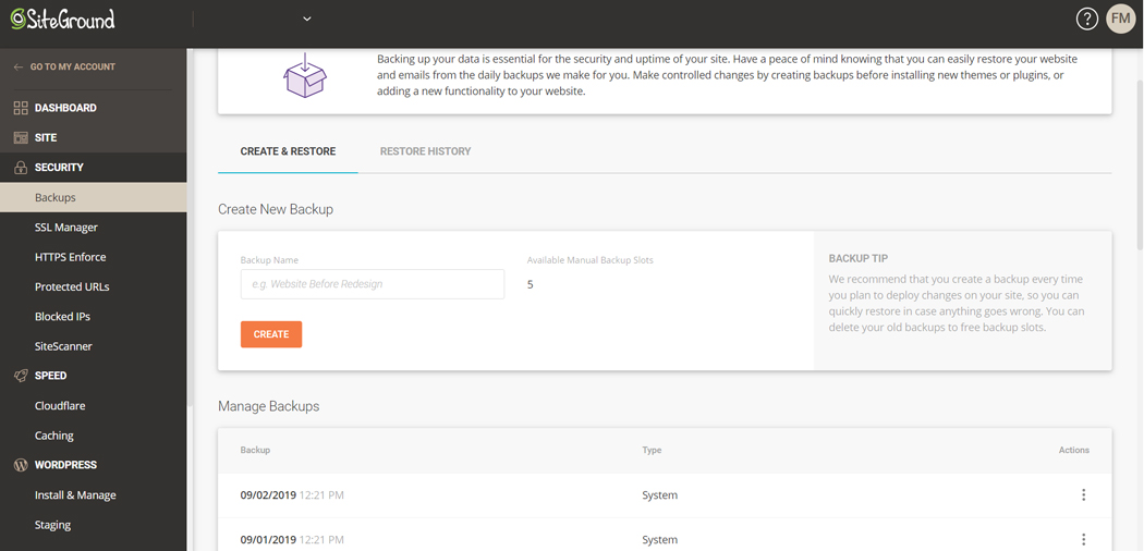 siteground new interface