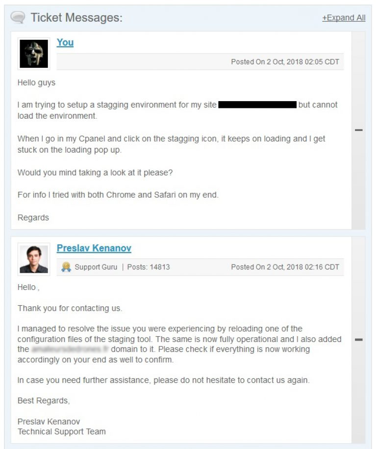 ticket support siteground