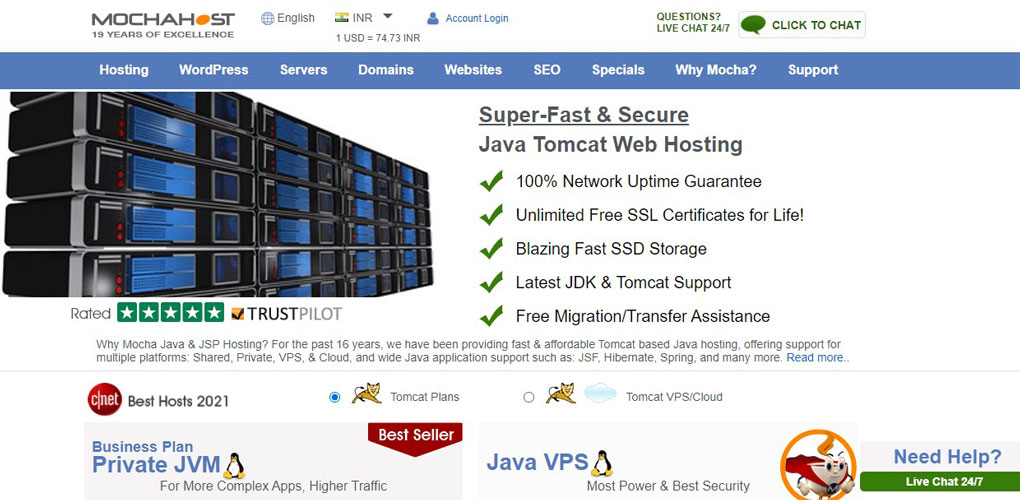 mochahost tomcat java hosting