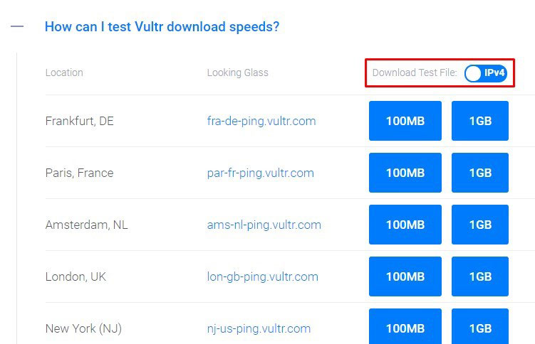 vultr speed test for servers