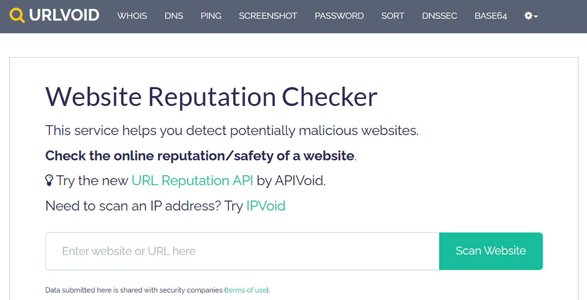 urlvoid checking websites reputation