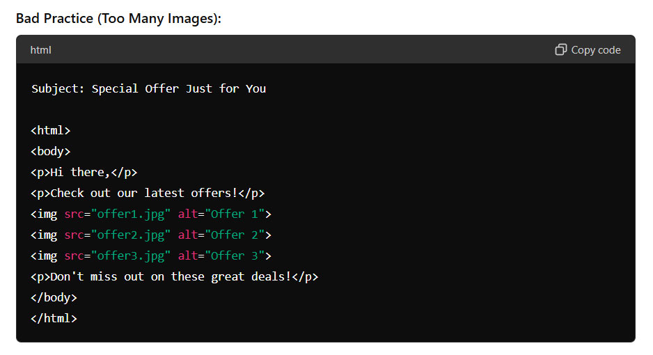 email spam sending multiple images