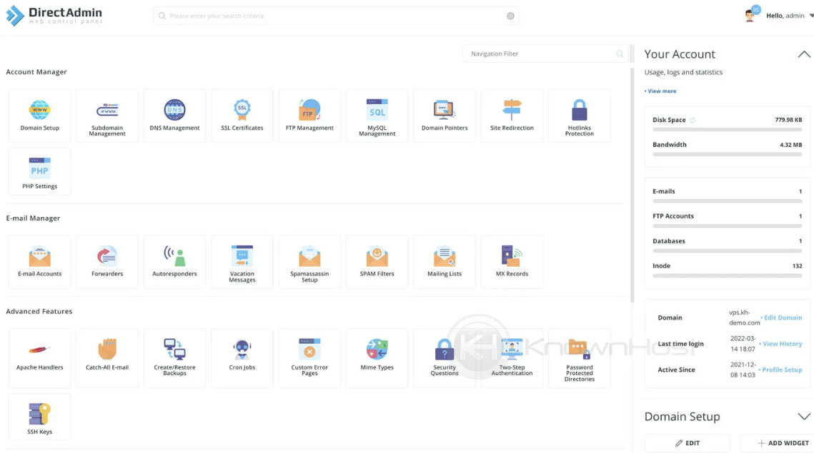 directadmin web control panel