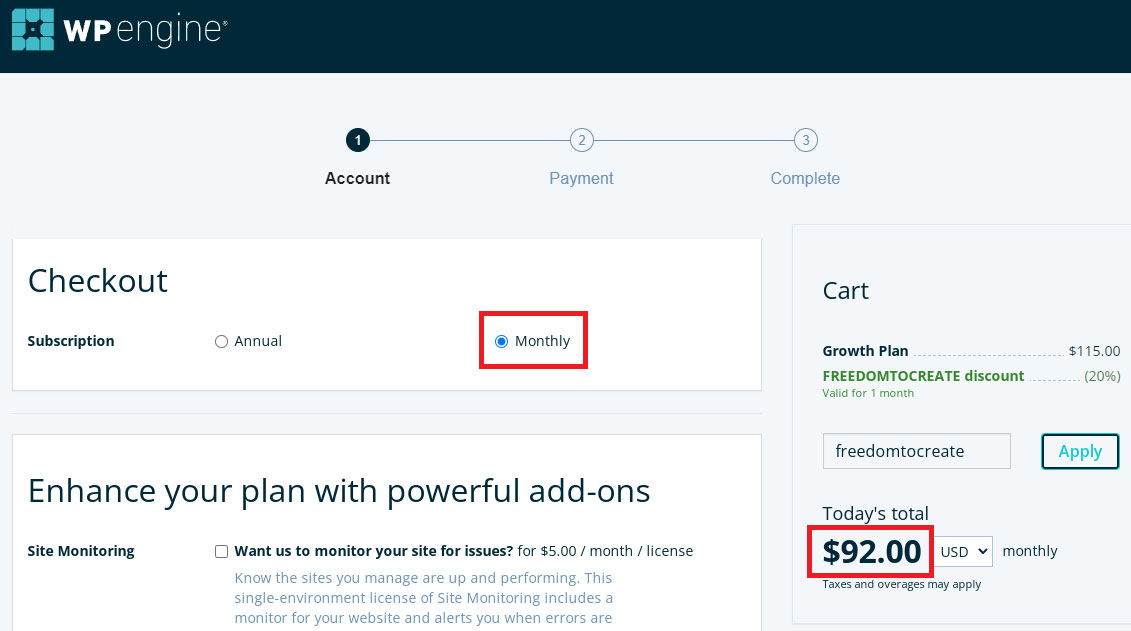 wp engine growth pricing