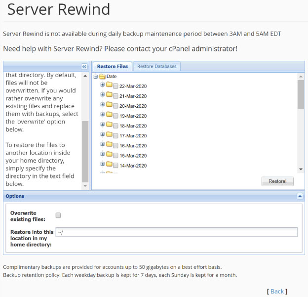 a2hosting restore backup