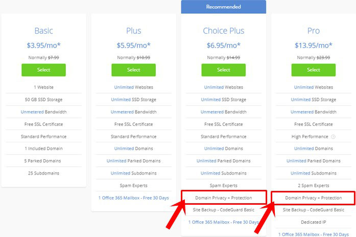 free bluehost domain privacy protection plans