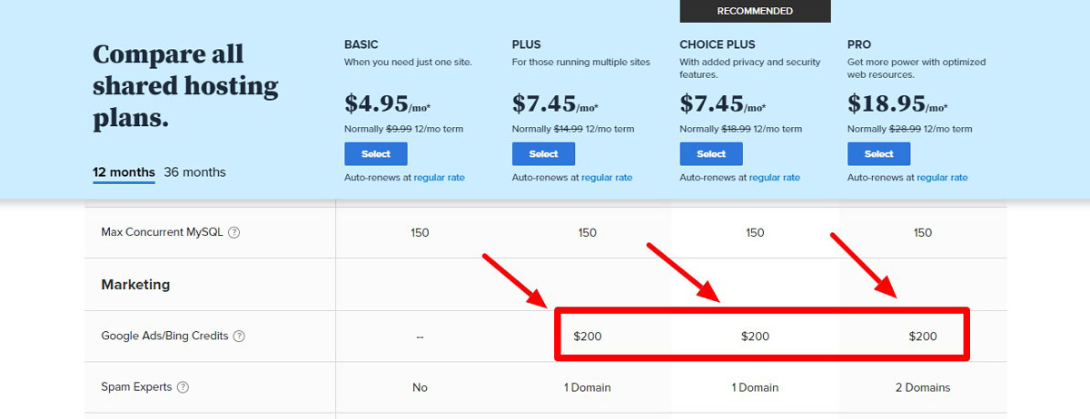 Bluehost Shared Hosting Pl