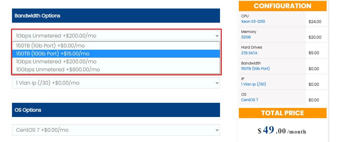 interserver cheap 10 gbps