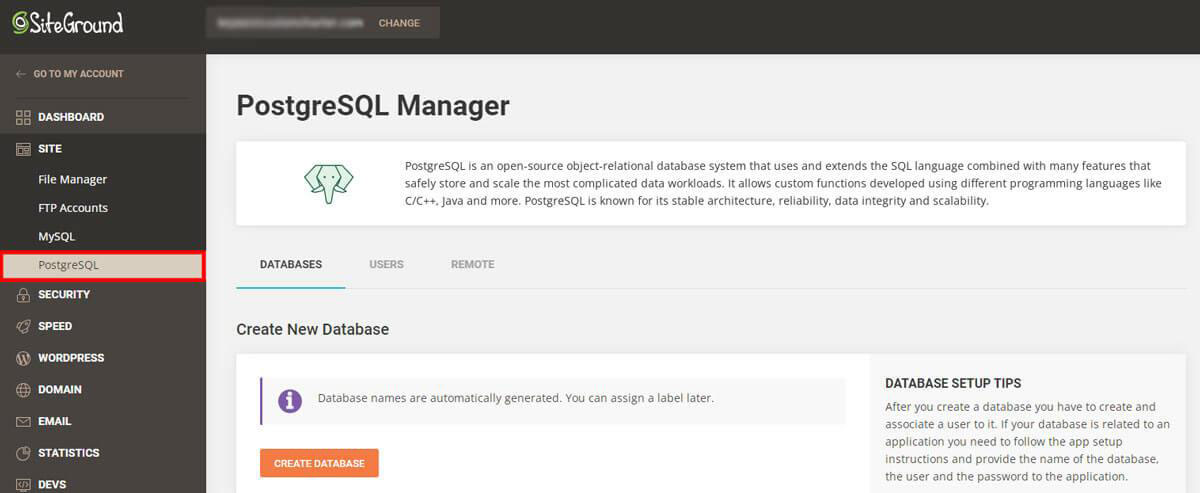 siteground cheap postgresql