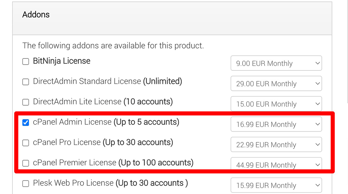 time4vps cpanel pricing