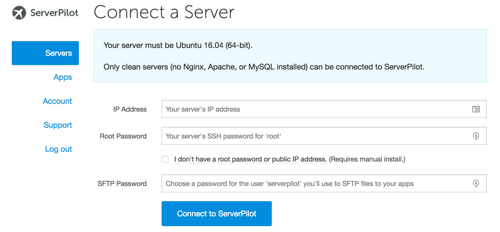 serverpilot interface