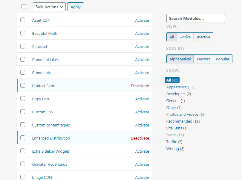 jetpack modules list