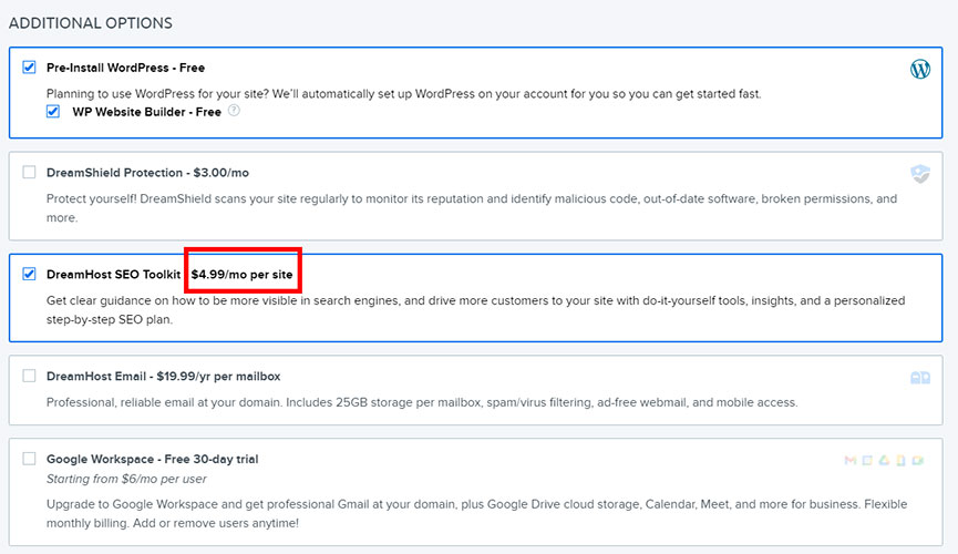 dreamhost seo toolkit pricing