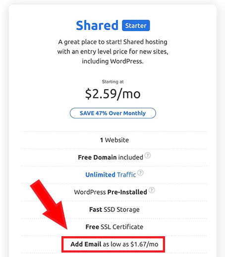 dreamhost email hosting shared starter