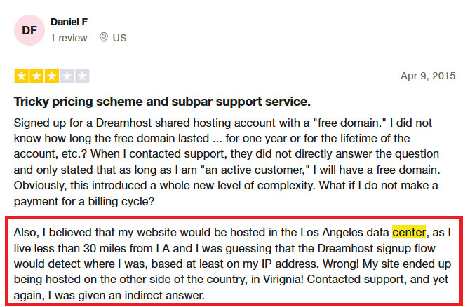 dreamhost server location review