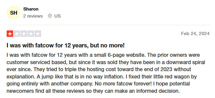 eig doesnt entertain fatcow customers