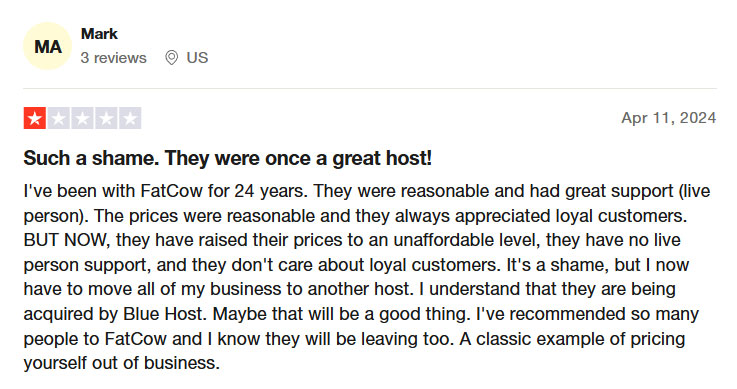 customer complaint fatcows high prices