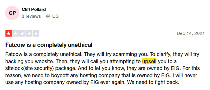 upsell attempt fatcows customer complaint