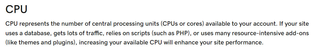 cpu usage in hosting accounts