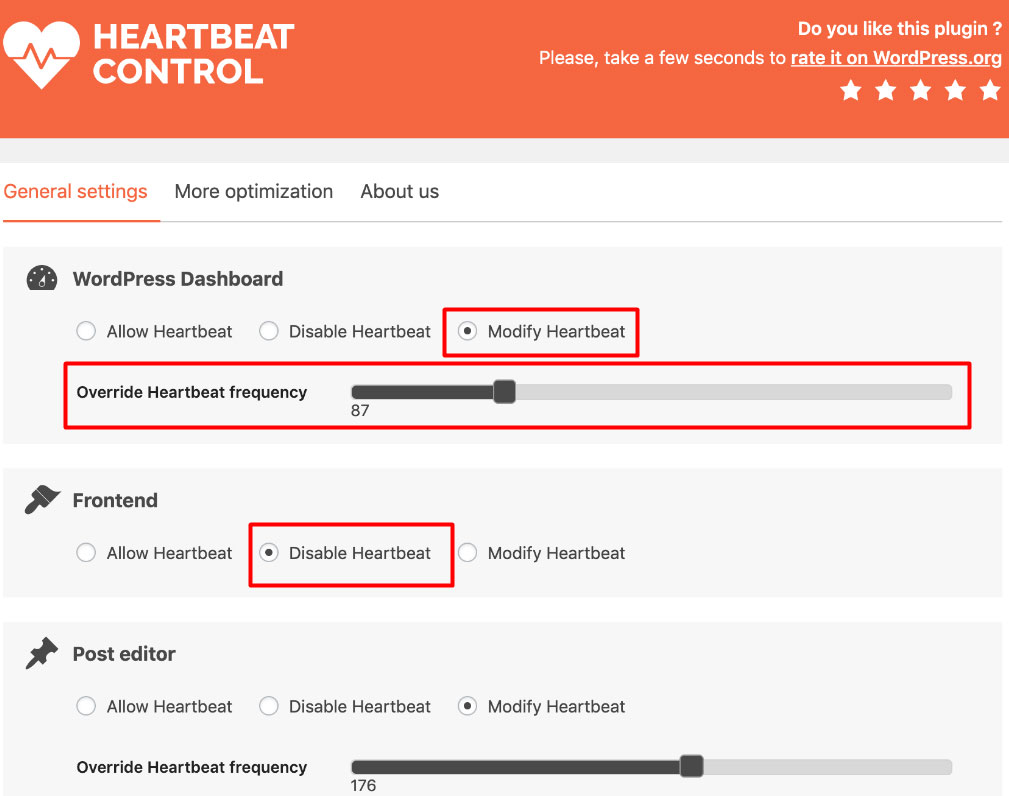 wordpress heartbeat control plugin