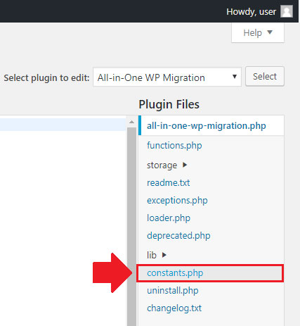 edit constants php file