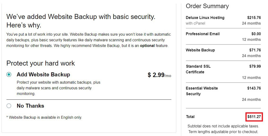 overpriced deluxe Linux hosting with upsells